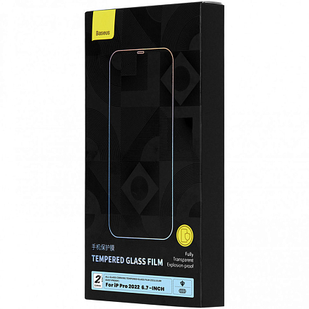 Защитное стекло для iPhone 14 Pro Max на весь экран Baseus Corning прозрачное 0,4 мм 2 шт.