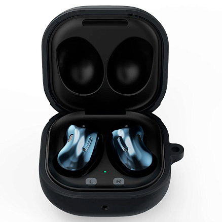 Чехол для наушников Samsung Galaxy Buds Live силиконовый с карабином Spigen SGP Silicone Fit черный