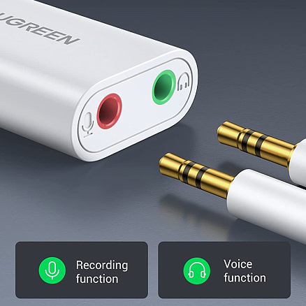 Внешняя звуковая карта USB 2.0 Ugreen US205 белая