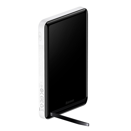 Внешний аккумулятор Baseus Magnetic Bracket с беспроводной зарядкой MagSafe 10000мАч (USB, Type-C, ток 3А, быстрая зарядка QC, PD, 20Вт) белый
