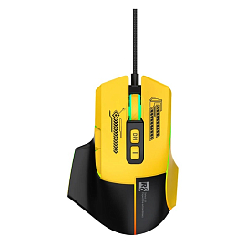 Мышь проводная оптическая R8 1639 Gaming с подсветкой игровая черно-желтая