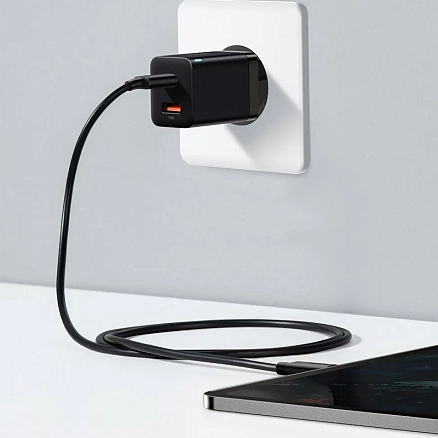 Зарядное устройство сетевое с USB и Type-C 30W Baseus Super Si Pro (быстрая зарядка QC, PD) черное