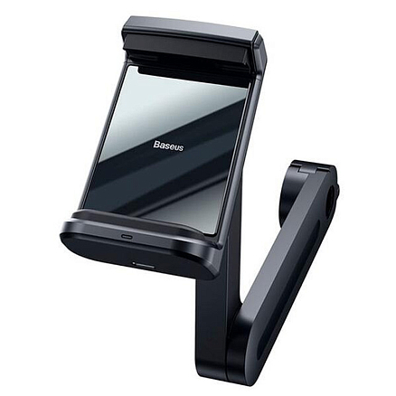 Держатель автомобильный на подголовник с беспроводной зарядкой (быстрая) Baseus Energy Storage черный