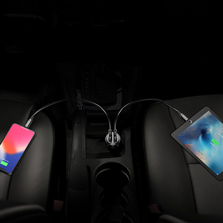 Зарядное устройство автомобильное с двумя USB входами 3А Baseus Gentry (быстрая зарядка QC 3.0) черное