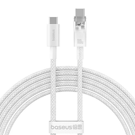 Кабель Type-C - Type-C для зарядки 2 м 100W плетеный Baseus Explorer P10319703221-01 (быстрая зарядка PD) белый