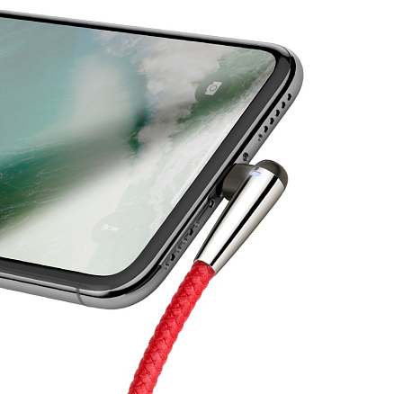 Кабель USB - Lightning для зарядки iPhone 2 м 1.5А плетеный с угловым штекером Baseus  Sharp-bird красный
