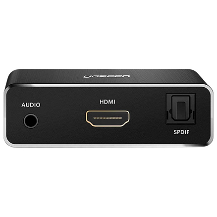 Переходник (преобразователь) HDMI - HDMI, 3,5 мм, SPDIF Toslink (папа - мама) 50 см Ugreen 40281 с питанием MicroUSB черный