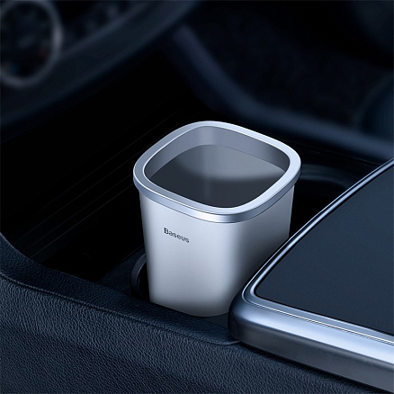 Мусорка автомобильная в подстаканник со сменными пакетами Baseus Dust-free белая
