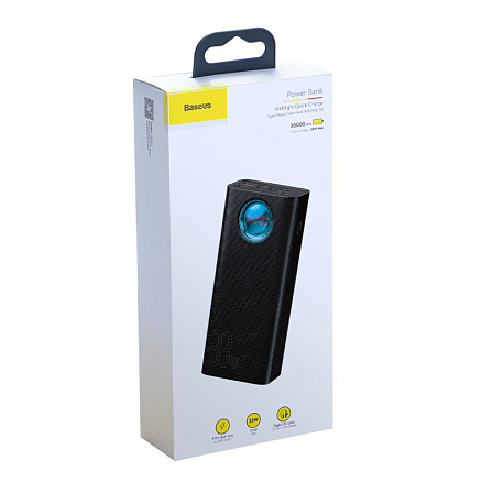Внешний аккумулятор Baseus Amblight 30000мАч (4хUSB, Type-C, ток 3А, быстрая зарядка PD, QC 3.0, 33Вт) черный