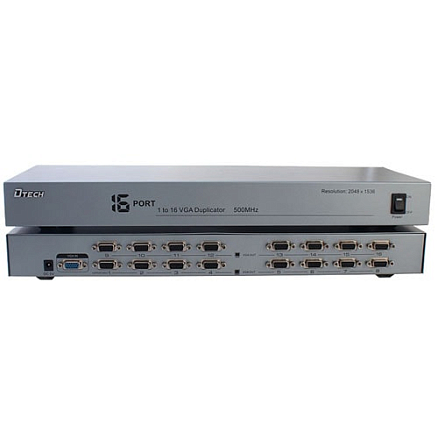 VGA Splitter (разветвитель) на 16 портов (1 VGA вход на 16 VGA выходов) Dtech DT-7516