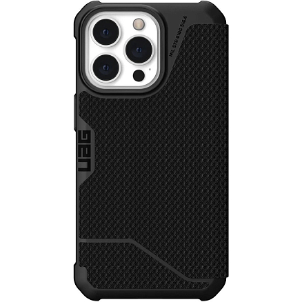 Чехол для iPhone 13 Pro гибридный для экстремальной защиты - книжка Urban Armor Gear UAG Metropolis Kevlar черный