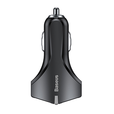 Зарядное устройство автомобильное с двумя USB входами 3А Baseus Small Rocket (быстрая зарядка QC 3.0) черное