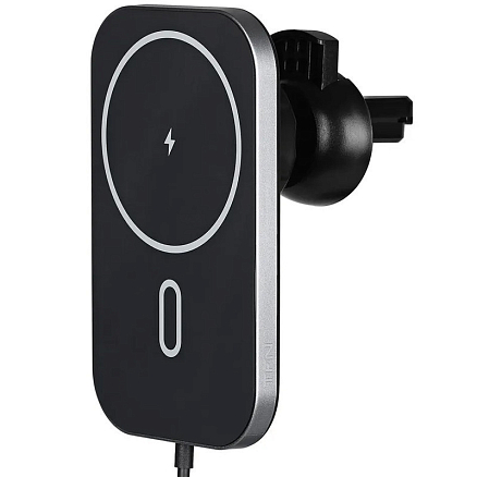 Держатель автомобильный на панель и в решетку обдува с беспроводной зарядкой MagSafe (быстрая) TFN MagAero Car черный
