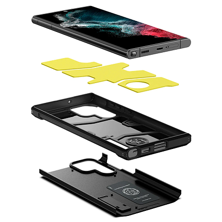 Чехол для Samsung Galaxy S22 Ultra гибридный для экстремальной защиты Spigen Tough Armor черный