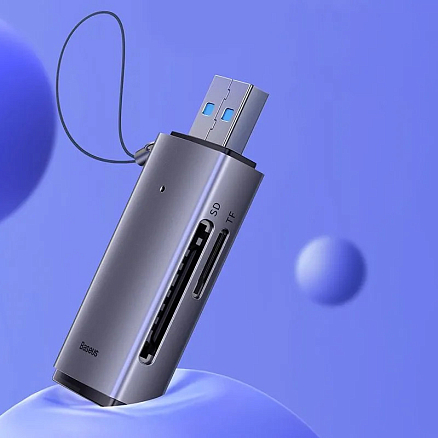 Картридер USB 3.0 - SD, microSD Baseus Lite серый
