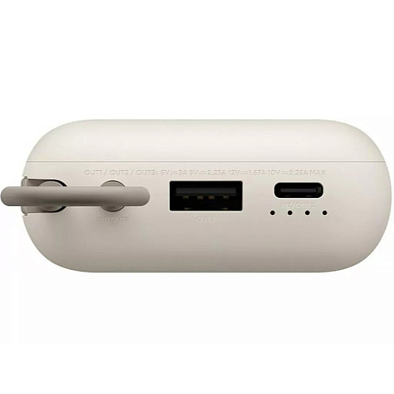Внешний аккумулятор Xiaomi Power Bank BHR9072GL с встроенным кабелем Type-C 10000мАч (USB, Type-C, 22.5 Вт) бежевый