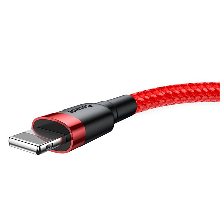 Кабель USB - Lightning для зарядки iPhone 0,5 м 2.4А плетеный Baseus Cafule красный