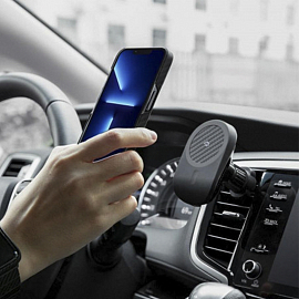 Держатель автомобильный в решетку обдува магнитный с беспроводной зарядкой MagSafe для iPhone Pitaka MagEZ Pro 2.0 черный