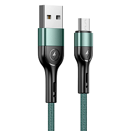 Кабель USB - MicroUSB для зарядки 1 м 2А плетеный Usams U55 темно-зеленый