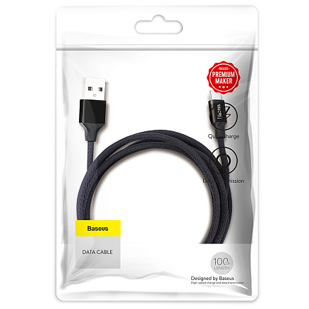 Кабель USB - MicroUSB для зарядки 1 м 2A плетеный Baseus Yiven черный