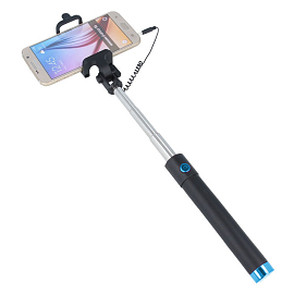 Монопод (палка для селфи) в разъем для наушников с кнопкой Forever JMP-100 черно-голубой