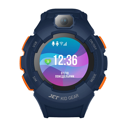 Детские умные часы с GPS  трекером, камерой и Wi-Fi Jet Kid Gear сине-оранжевые