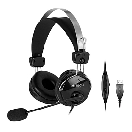 Наушники A4Tech HU-7P для компьютера накладные с микрофоном USB черные