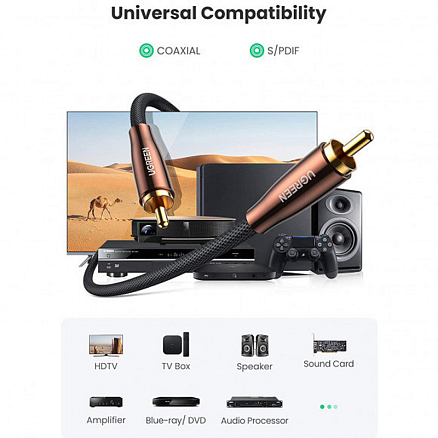 Кабель RCA - RCA (папа - папа) длина 2 м Ugreen AV155