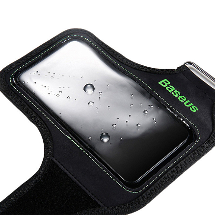 Чехол универсальный для телефона до 5 дюймов спортивный на запястье Baseus Flexible черно-зеленый