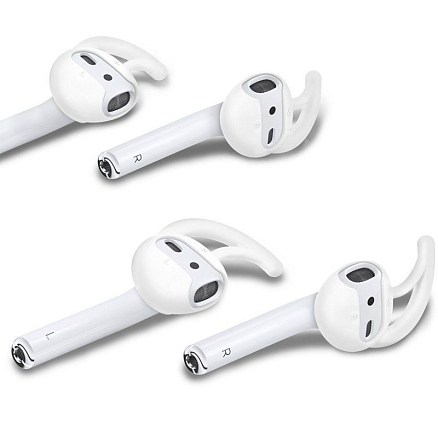 Насадки для наушников AirPods, AirPods 2 силиконовые Spigen SGP Earhooks белые 2 пары
