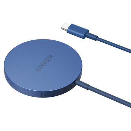 Беспроводная зарядка для телефона 7.5W 3A Anker PowerWave Select+ Magnetic Pad синяя