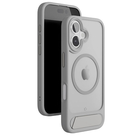 Чехол для iPhone 16 гибридный с подставкой VLP Reels Magsafe прозрачно-серый