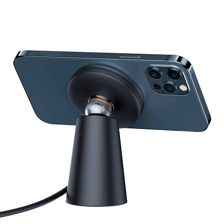 Беспроводная магнитная зарядка MagSafe для iPhone 15W Baseus Simple Magnetic Stand черная