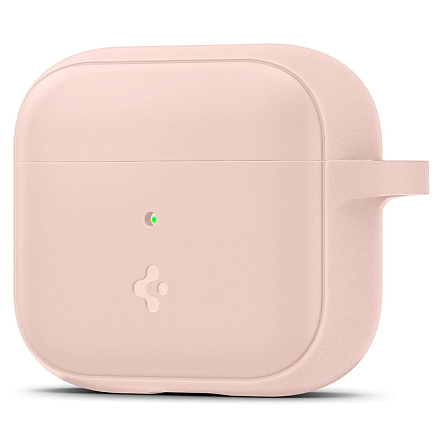 Чехол для наушников AirPods 3 силиконовый с карабином Spigen Silicone Fit розовый