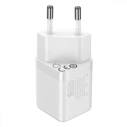 Зарядное устройство сетевое Type-C 3А 30W Baseus GaN3 (быстрая зарядка QC, PD) белое