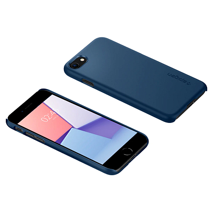 Чехол для iPhone 7, 8, SE 2020, SE 2022 пластиковый тонкий Spigen Thin Fit синий