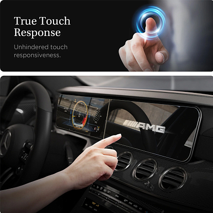 Защитное стекло для экрана мультимедиа системы автомобиля Mercedes E-Class 2020-2021 Spigen EZ FIT прозрачное