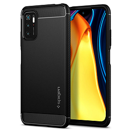 Чехол для Xiaomi Redmi Note 10 5G, Poco M3 Pro гелевый Spigen SGP Rugged Armor черный