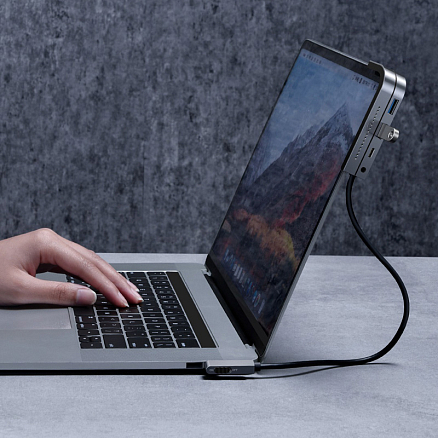 Хаб (разветвитель) Type-C - HDMI 4K, 2 х USB 3.0, Type-C PD с картридером SD и MicroSD Baseus Bend Angle No.7 серый