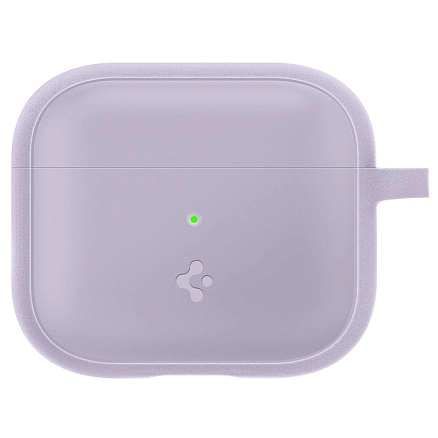 Чехол для наушников AirPods 3 силиконовый с карабином Spigen Silicone Fit фиолетовый