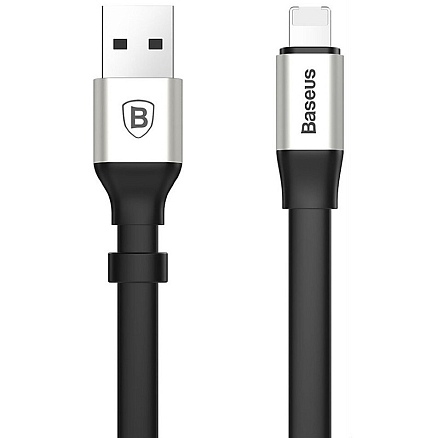 Кабель USB - MicroUSB, Lightning для зарядки 23 см 2А плоский Baseus Portable серый