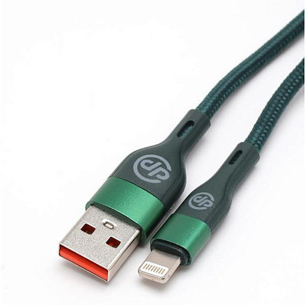 Кабель USB - Lightning для зарядки iPhone 1 м 3A плетеный Digitalpart LC-309 зеленый