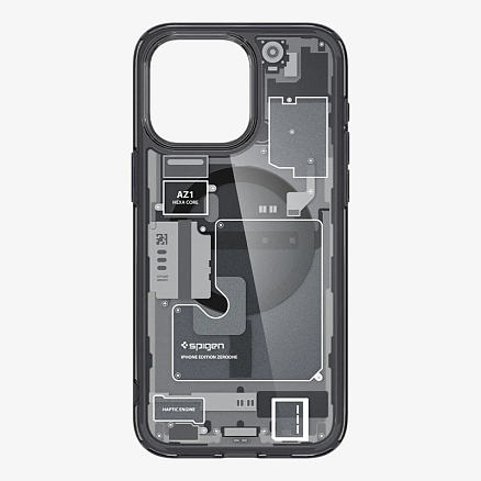 Чехол для iPhone 15 гибридный Spigen Ultra Hybrid Zero One MagSafe серый