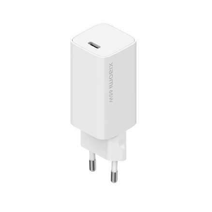 Зарядное устройство сетевое Type-C 65W 4А GaN с кабелем Xiaomi Mi AD65GEU (быстрая зарядка PD) белое