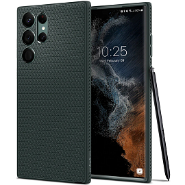 Чехол для Samsung Galaxy S22 Ultra гелевый Spigen Liquid Air зеленый