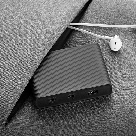 Зарядное устройство сетевое с USB и двумя Type-C входами 3А 65W ZMI HA932 (быстрая зарядка PD) черное
