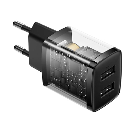 Зарядное устройство сетевое с двумя USB входами Baseus Compact Charger 2U 10.5W черное