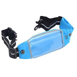 Сумка на пояс спортивная для телефона до 5.5 дюйма с окошком Rebeltec Active W55 голубая