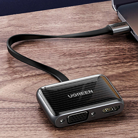 Переходник (преобразователь) Type-C - HDMI 4K 60Hz, VGA (папа - мама, мама) Ugreen CM303 черный