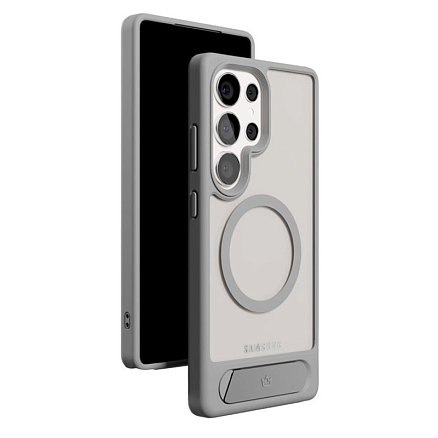 Чехол для Samsung Galaxy S25 гибридный с подставкой VLP Reels Magsafe прозрачно-серый